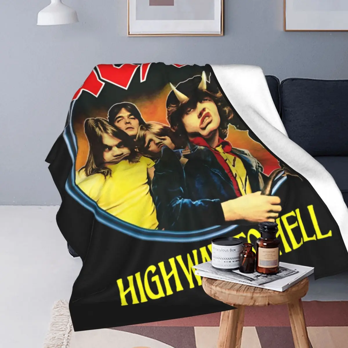 AC DC Rock Band Blanket Flannel Summer Portable Warm Throw Blankets for Bed Couch Bedding Throws