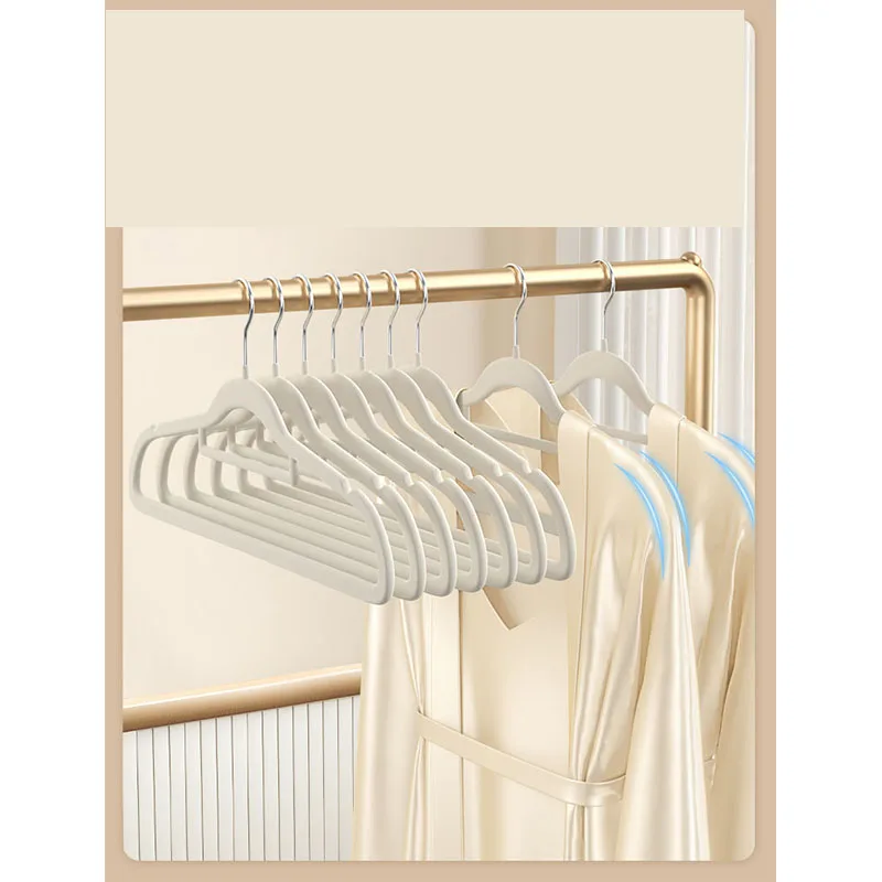 شماعات مخملية غير قابلة للانزلاق للملابس، شماعات موفرة للمساحة، خطاف دوار 360 درجة، منظمة متدفقة، 10 قطع/مجموعة