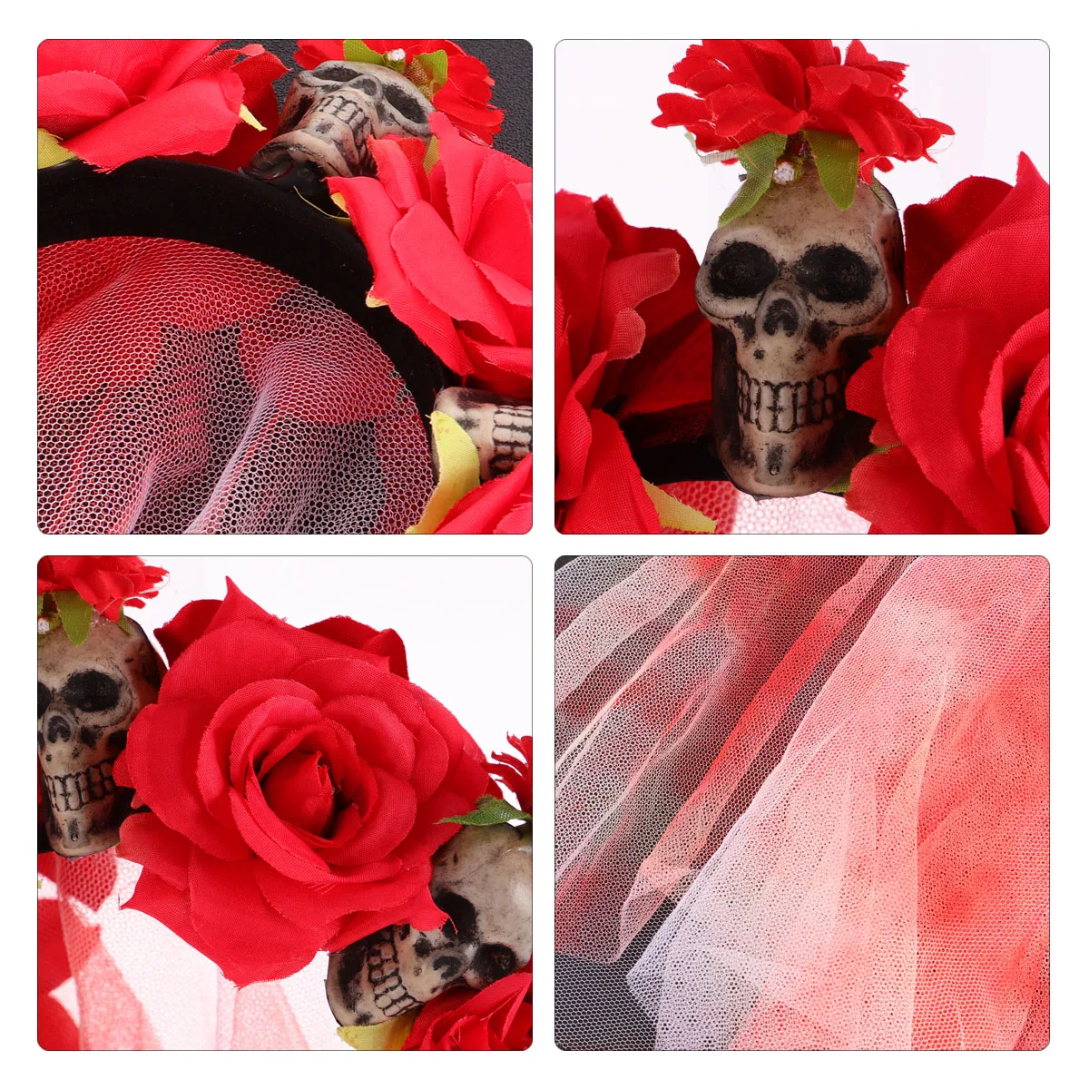 

Simulated Rose Headdress Halloween Hairband Ribbon Hoop Party Clasp Skull Decorative