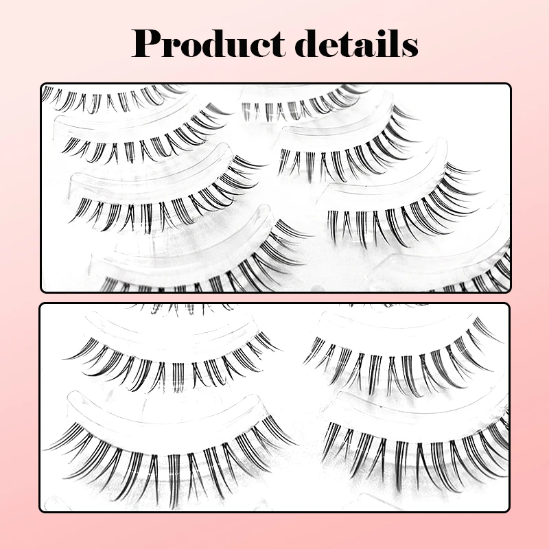 5pairs Natural False Eyelashes HandMade Lighte Soft Eyelash Thin Band Short Lashes Cosplay Korean Fashion Wispy Lash Makeup Tool