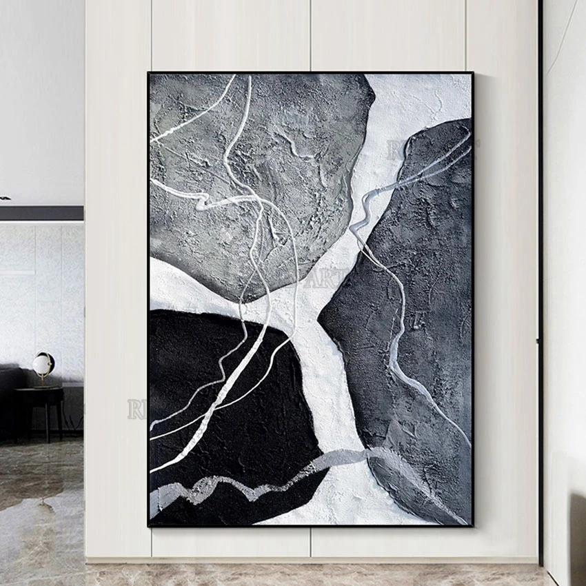 

Modern Art Paintings Gray Design Abstract Stones Picture Handmade Acrylic Painting Canvas Wall Decor Art Poster For Living Room