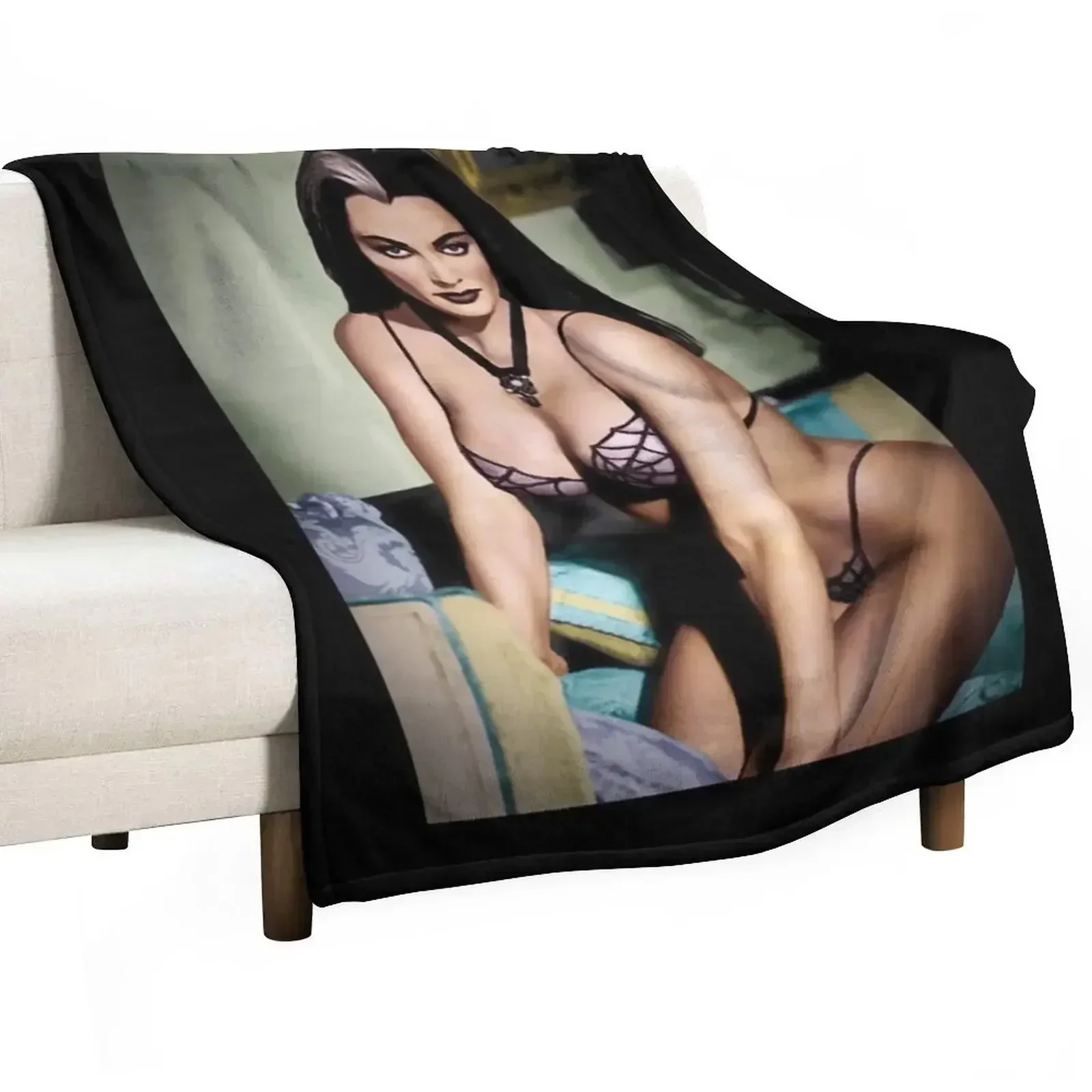 Lily Munster Colorized by Franchi Torres Throw Blanket Single Soft Big Luxury funny gift Soft Beds Luxury Brand Blankets