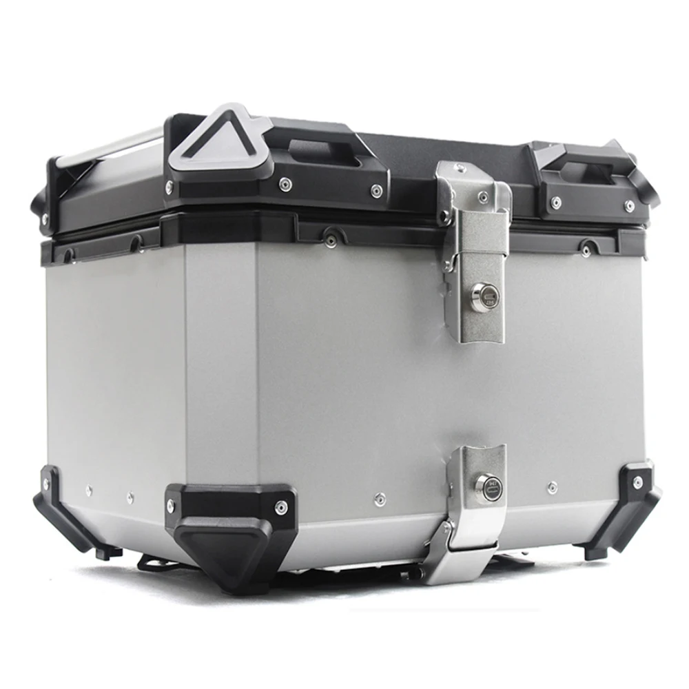 Caja de aluminio para motocicleta, maletero trasero Universal para casco de motocicleta, almacenamiento de equipaje, 65L, 55L, 45L, 36L