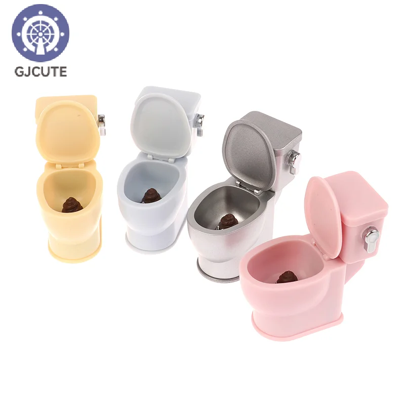 Dollhouse Furniture Miniature Toilet With Shit Stool Bathroom Toilet Model Dolls Doll House Accessories Kids Pretend Play Toy