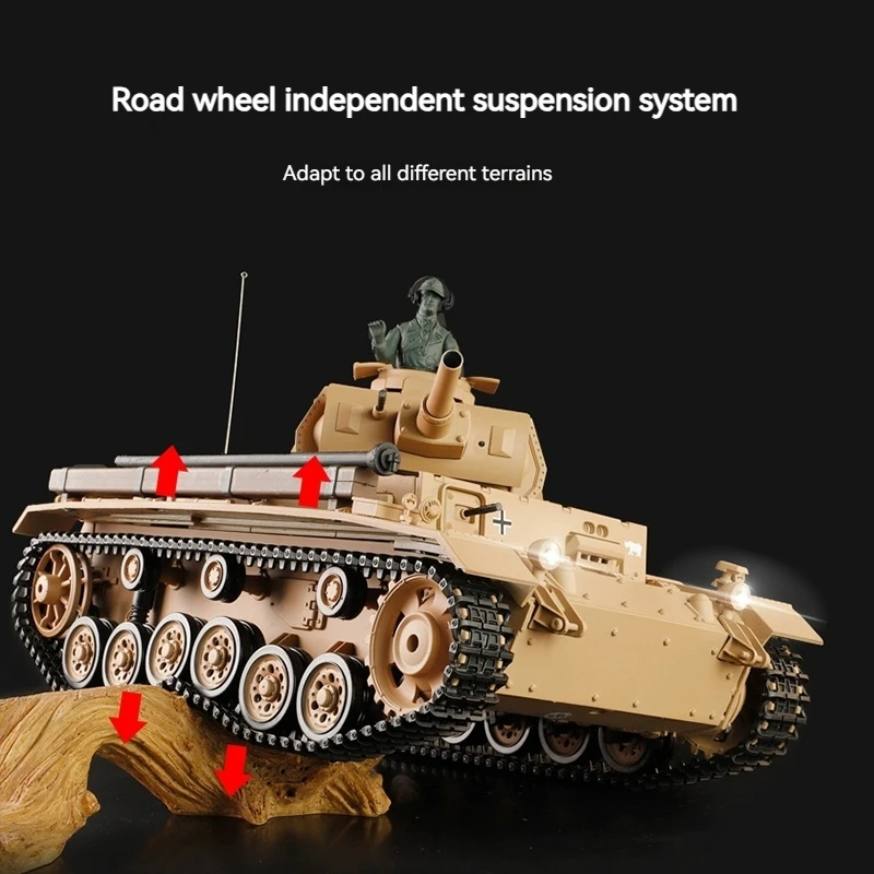

Henglong 1/16 немецкий тип 3 H-Tank 3849, большой танк с дистанционным управлением, металлический гусеничный запуск, конкурентоспособная военная модель, игрушка для мальчика