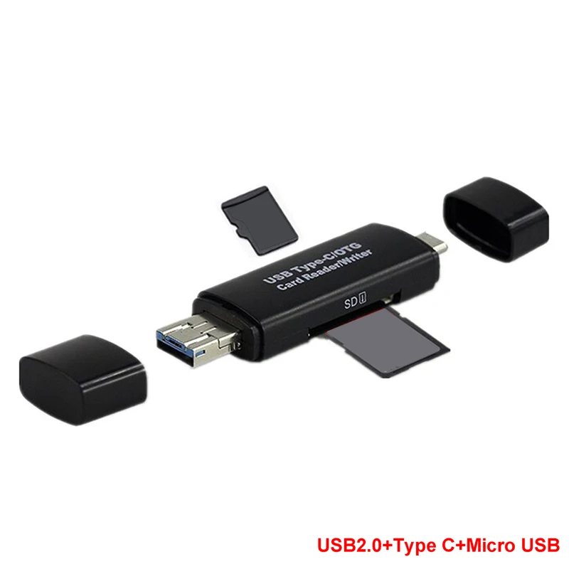 SD Card Reader USB C Card Reader 3 In 1 USB 2.0 TF/Mirco SD Smart Memory Card Reader Type C OTG Flash Drive Cardreader Adapter