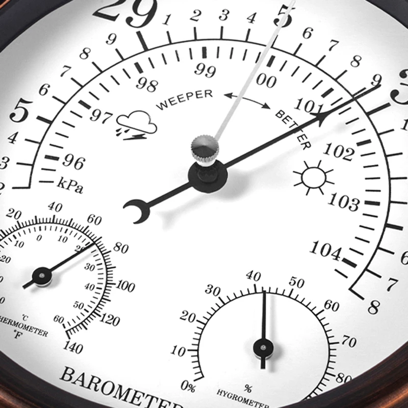 Estação meteorológica durável medidor de umidade, 3 em 1 barômetro, termômetro, higrômetro, pressão atmosférica, medidor de temperatura, ao ar livre