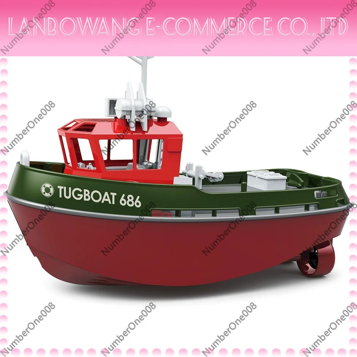1:72 Scale RC Tugboat Simulated 686 Dual Motor Electric Toy Boat Remote Control Model Ship for Kids