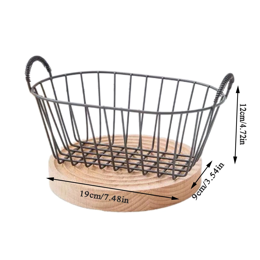 Iron Basket With Handle  Storage Basket Photo Props Wire Baskets Sundries Organizer Iron Mesh Fruit Baskets Desktop Decoration