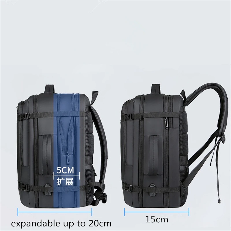 Nesitu expansível a4 grande capacidade 14 15.6 16 polegada portátil das mulheres dos homens mochila portátil mochila saco de viagem preto cinza m1907