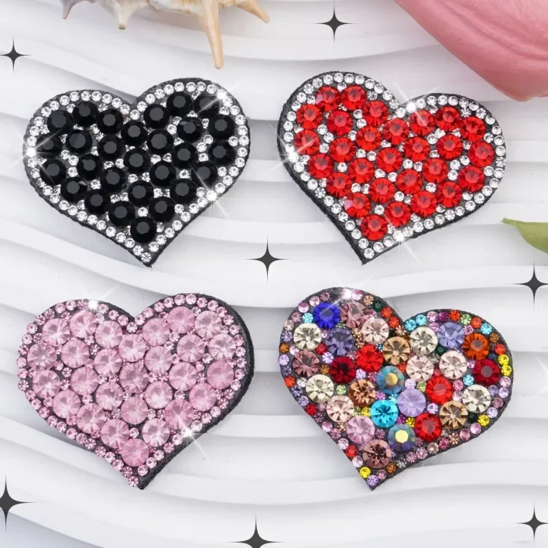 Creative Rhinestone Patches Fashion Heart Iron on Cloth Sticker Hair Clips Dress Shoes Hats Accessories Party Banquet Women Gift