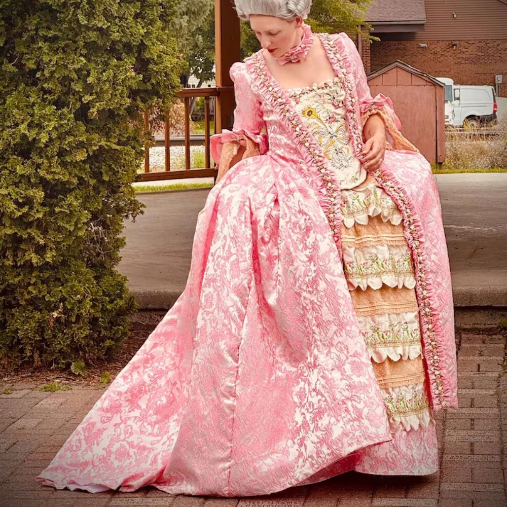 

18th Century French Court Rococo Princess Ball Gown Victorian Queen Marie Antoinette Baroque Sack-Back Dress Robe A La Francaise