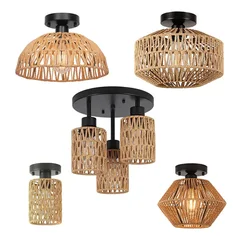 American Imitation Hemp Rope Rattan Hand-woven Ceiling Lamp South East Asia Style Restaurant Hotel Aisle Chandelier