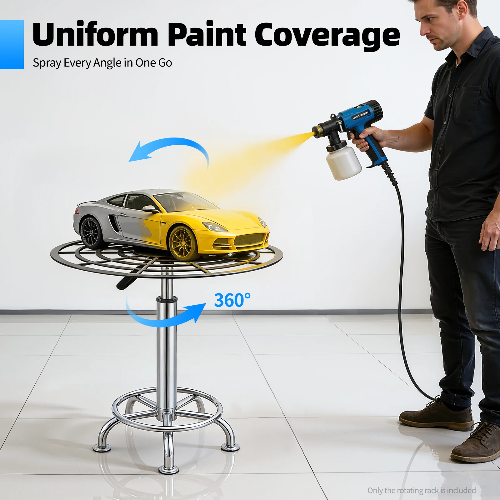 

Silver Stainless Steel Spray Paint Rack, Stable 360° Rotating Paint Rack, Lifting Spray Painting Table Adjustable Height 60-80cm