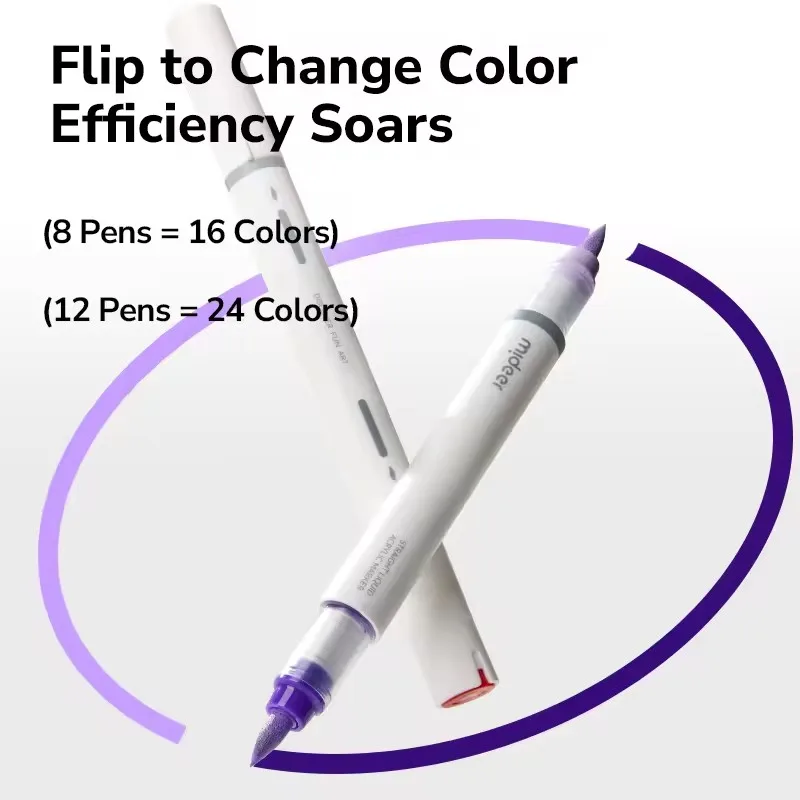 Mideer – stylo marqueurs acryliques 2 en 1, liquide double ton, 2 couleurs, pointe souple, multi-surfaces, coloriage pour enfants, dessin, peinture, jouets 4 ans +