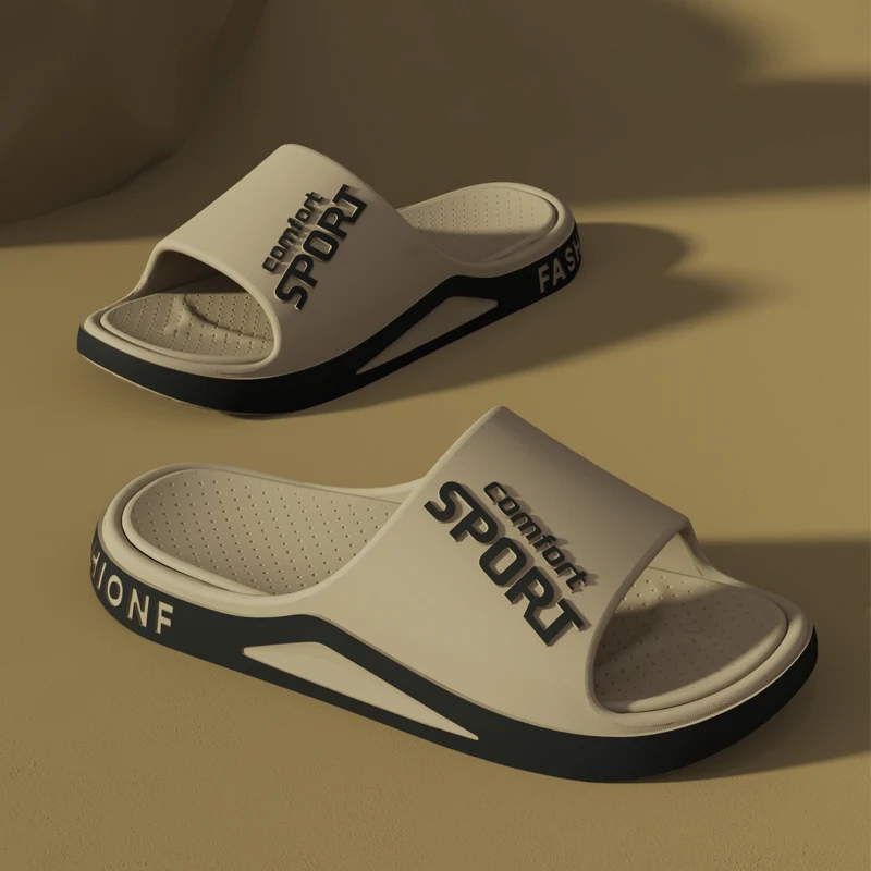 NONE Modische Herren-Sandalen, Sommer, EVA, bequem, rutschfest, weiche Sohlen, Hausschuhe für drinnen und draußen, atmungsaktive Duschrutsche 4