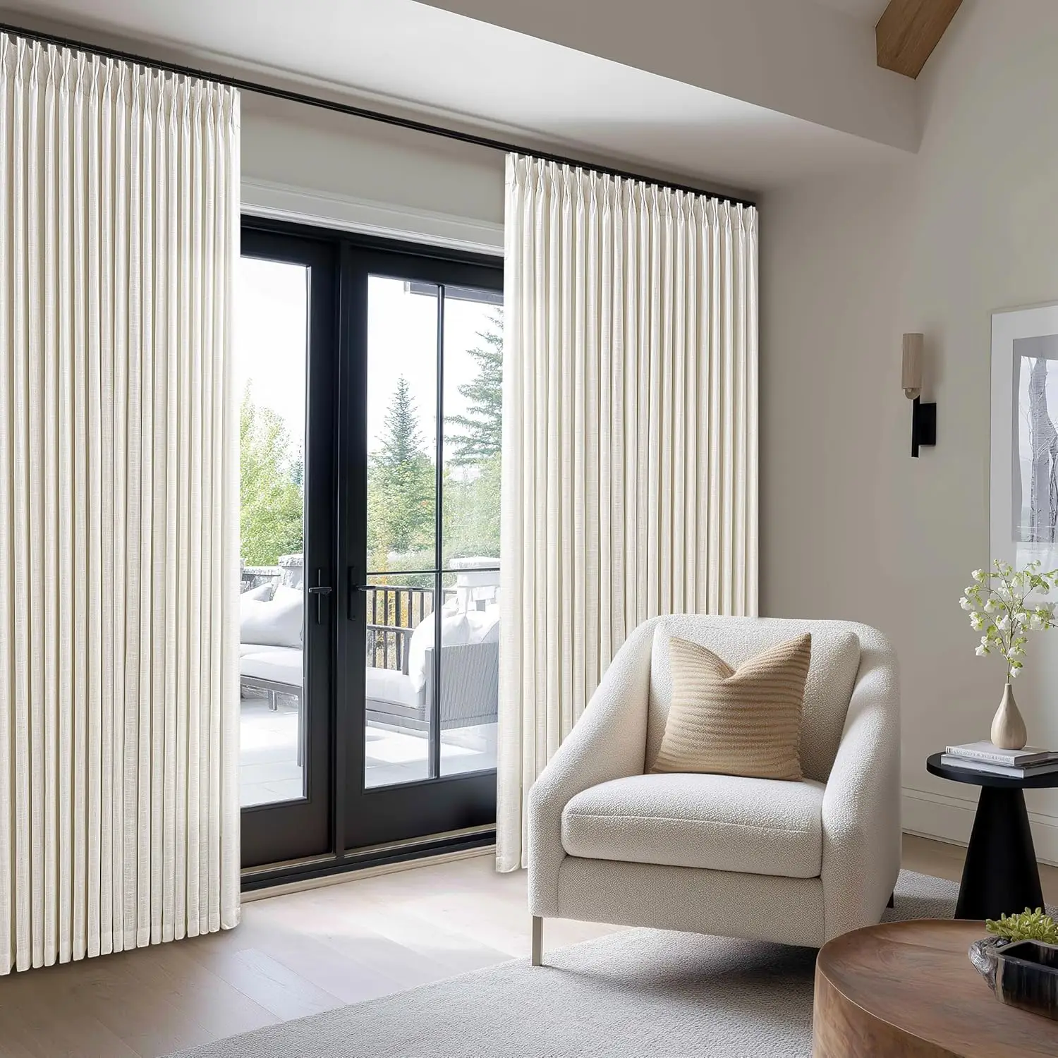 

70 Inch Extra Wide Linen Curtains 96 Inches Long for Living Room Bedroom Neutral Boho Light Filtering Cream Natural Pinc