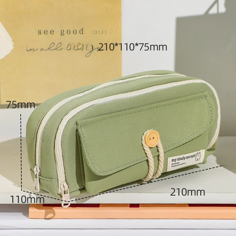 Pencil Case Large Opening Capacity Student Supplies Pencil Bag Cosmetic Travel Handbag Cute Convenient Canvas Pencil Case Pouch