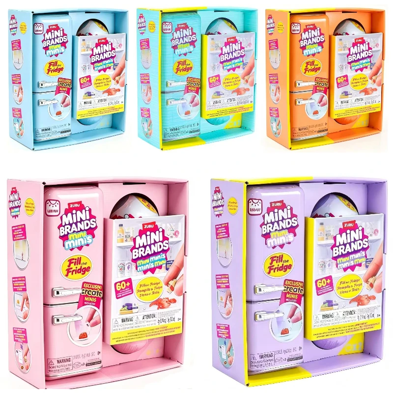 Mini Refrigerador de Juguete en 5 Colores, Caja Sorpresa con Figuras de Comida, Modelo de Refrigerador en Miniatura, Juguete Coleccionable para Niños