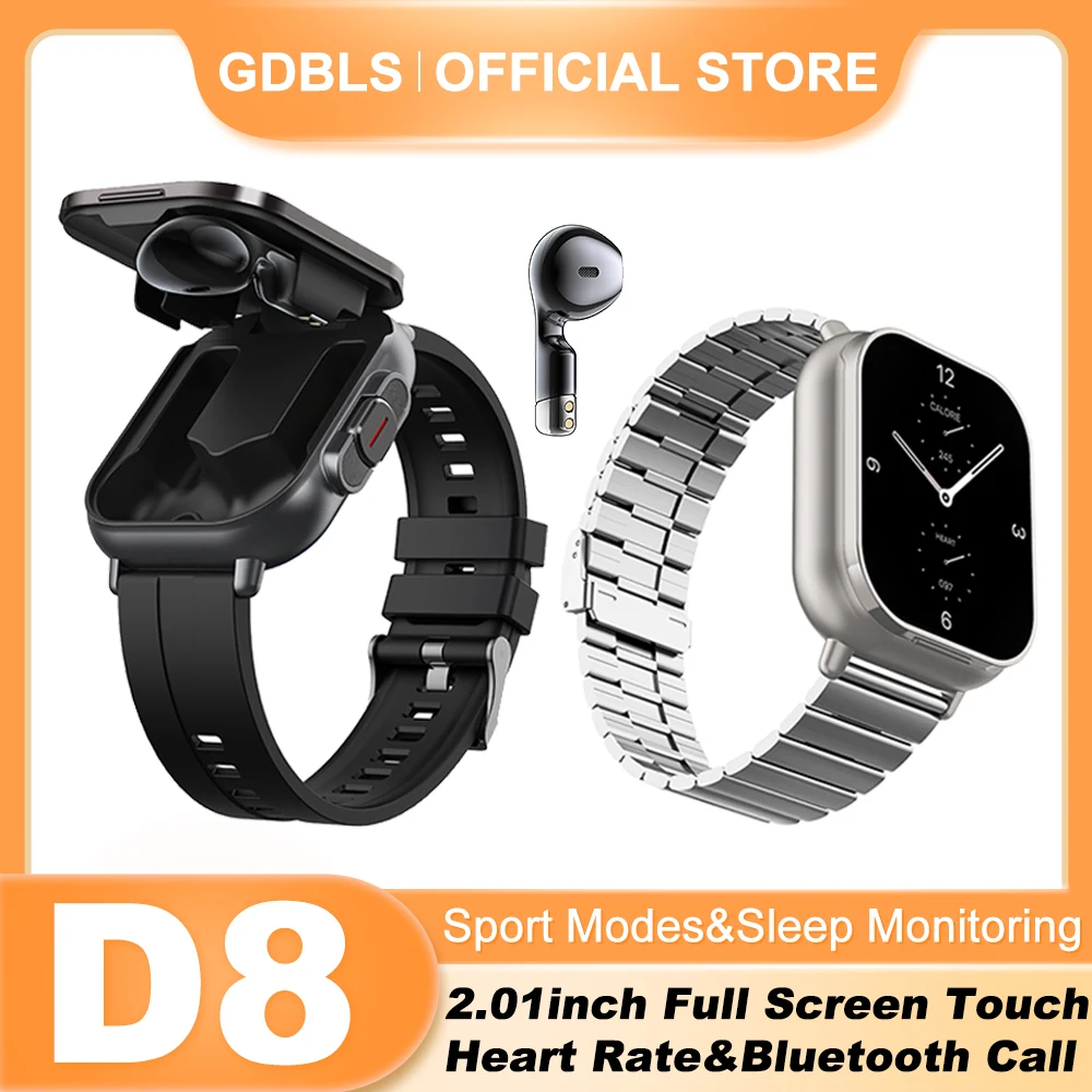 New D8 Smartwatch Men and women 2-in-1 Wireless Bluetooth headset Multi-functional connectivity mobile fitness sports smartwatch