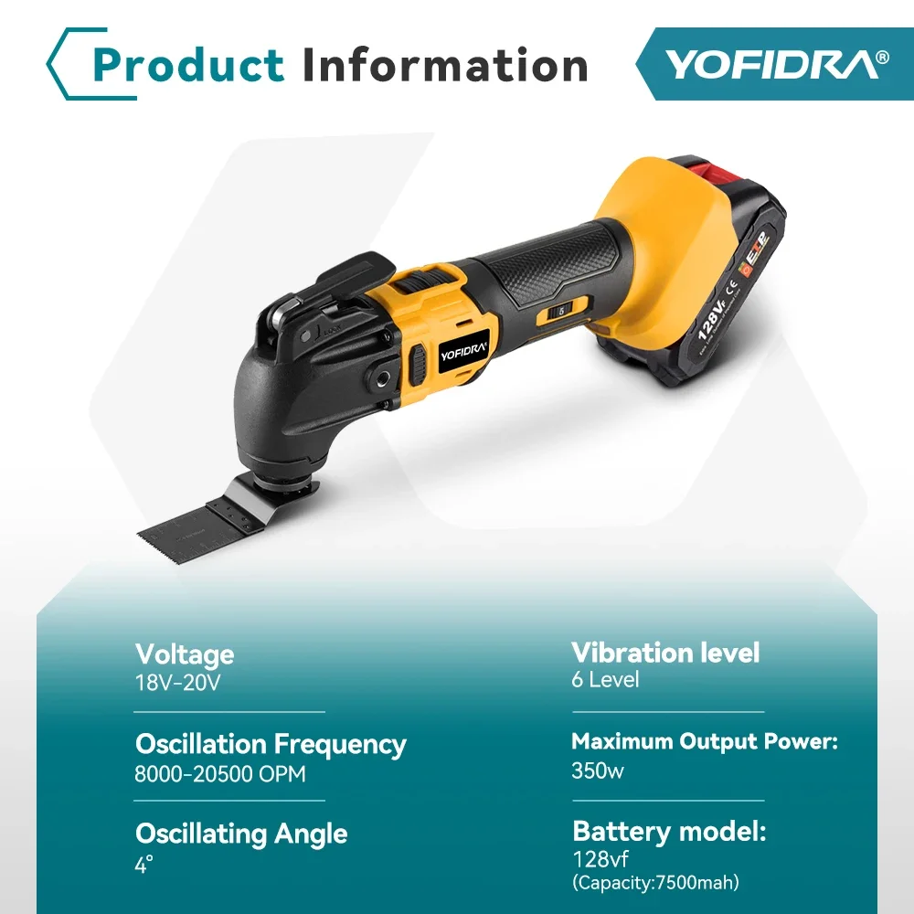 Yofidra Brushless Oscillating Multi-Tool Cordless Variable Trimming Shovel Woodworking Home DIY Tool For Makita 18V Battery