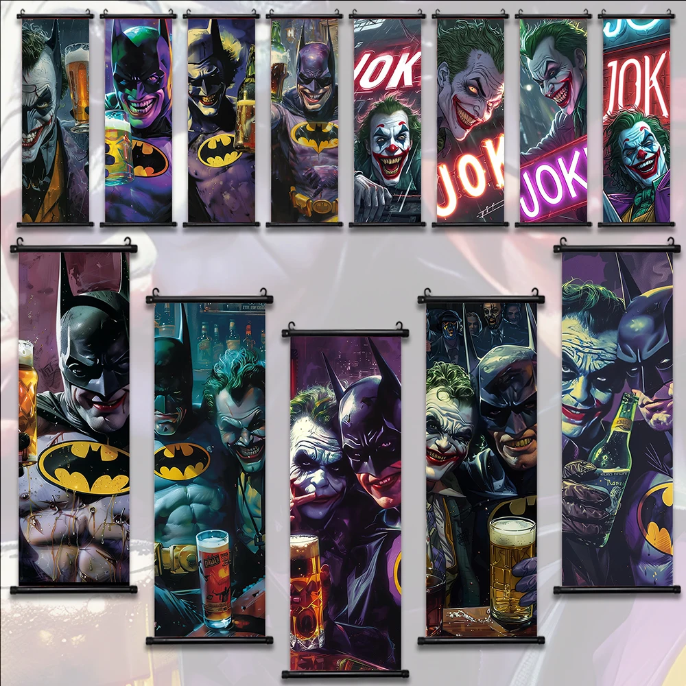 Joker Canvas Hanging Scroll Wall Poster Modern Decorative Painting Artwork Home Decor Creative Wall Living Room Bedroom Kid Gift