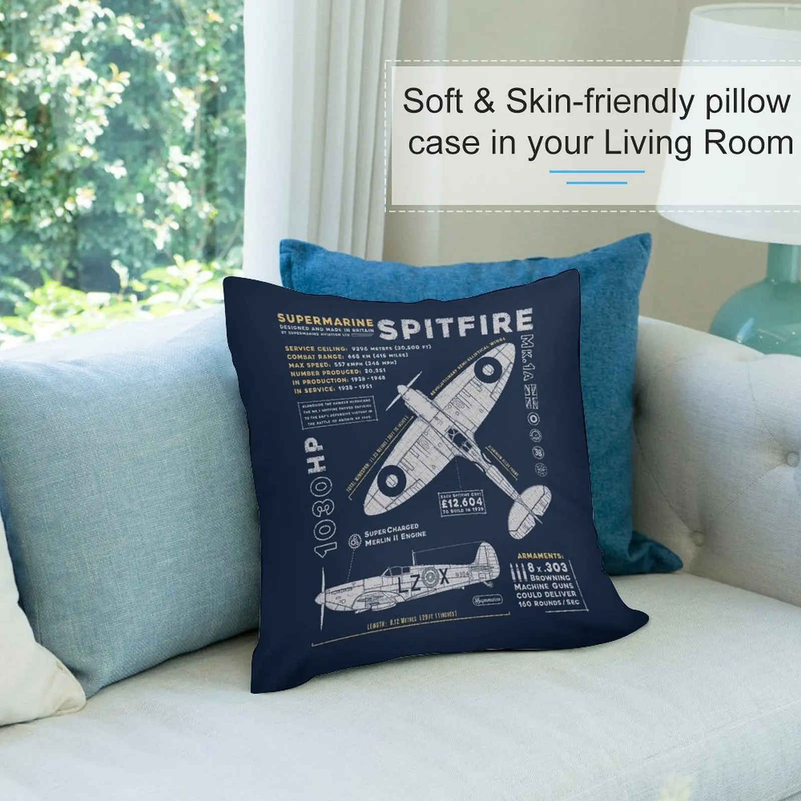 Spitfire penutup bantal lempar untuk tempat tidur sofa sarung bantal Anime bantal