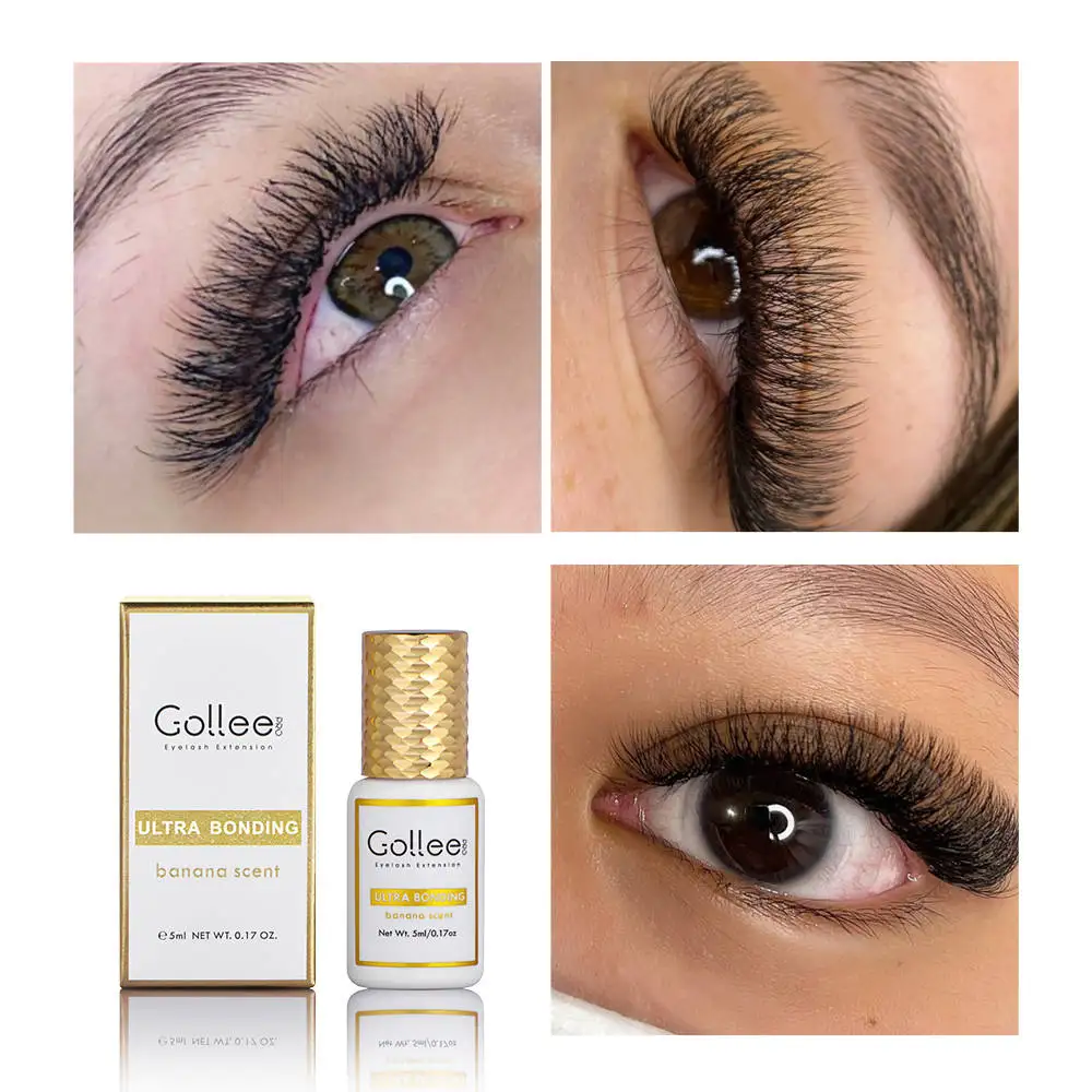 Gollee Eyelash Extension Glue Banana Scent Adhesive 1-2s Fast Drying Ultra Bonding Retention 6 Week Dropshipping Wholesale Price