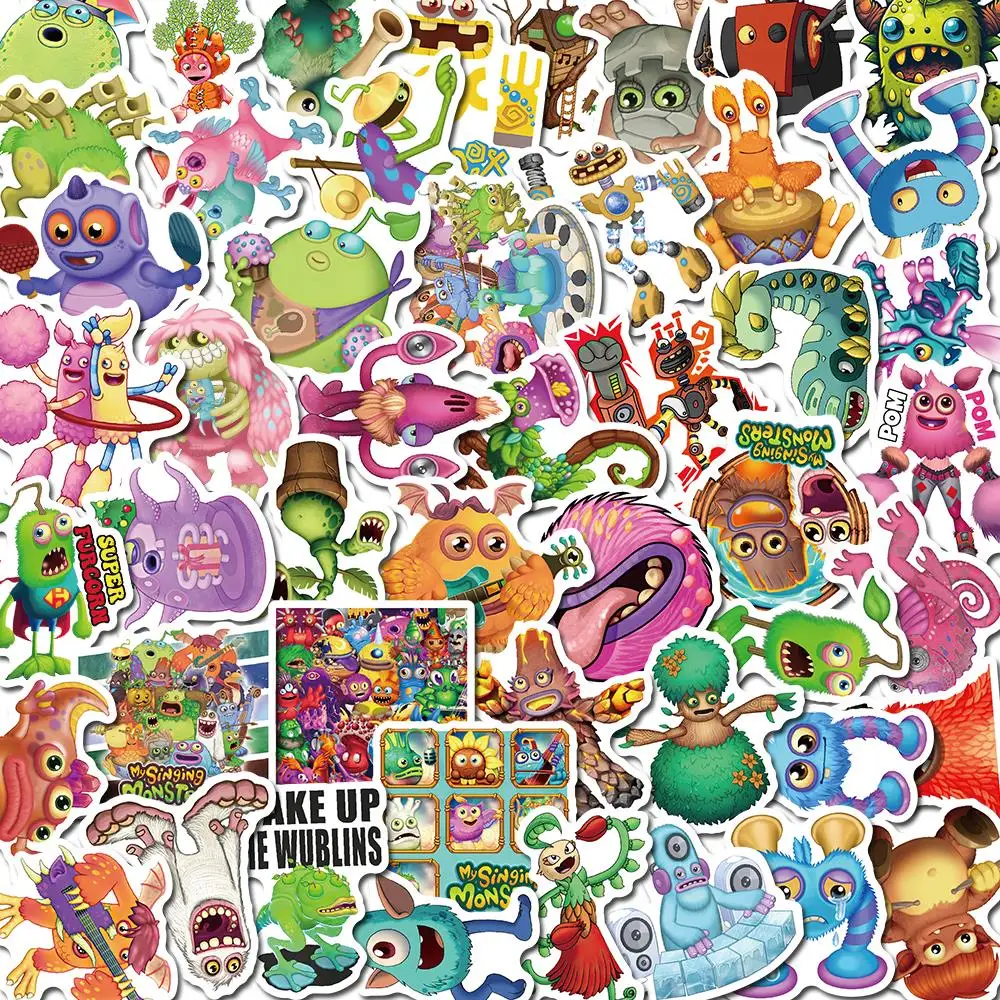 50PCS My Singing Monster Game Cartoon Stickers Vintage For DIY Kids Notebook Luggage Motorcycle Laptop Refrigerator Decal Toy