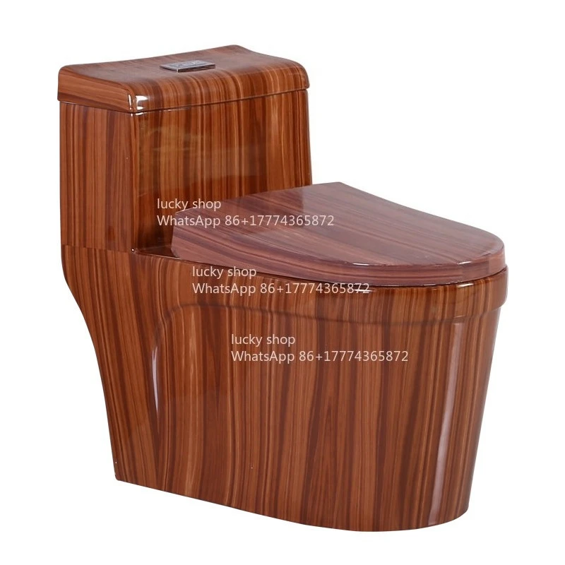 Wood Grain Toilet Household Flush Toilet Marble Pattern Color Personalized Toilet Super Swirl Water Saving Large Diameter