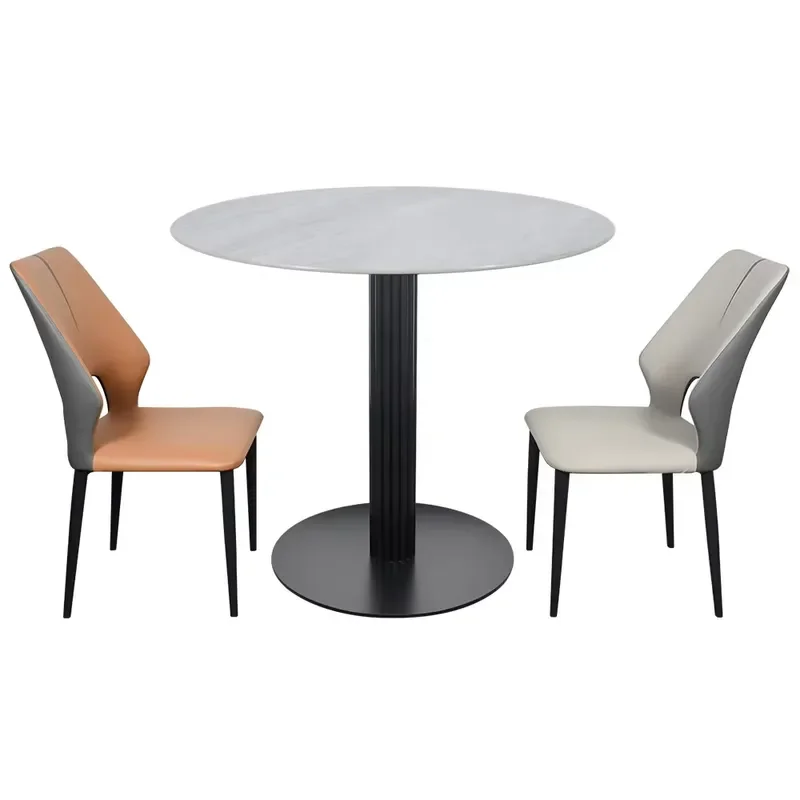 Rock Plate Desktop Business Metal Dining Table Black Gatling Iron Metal Restaurant Coffee Shop Business Dining Table