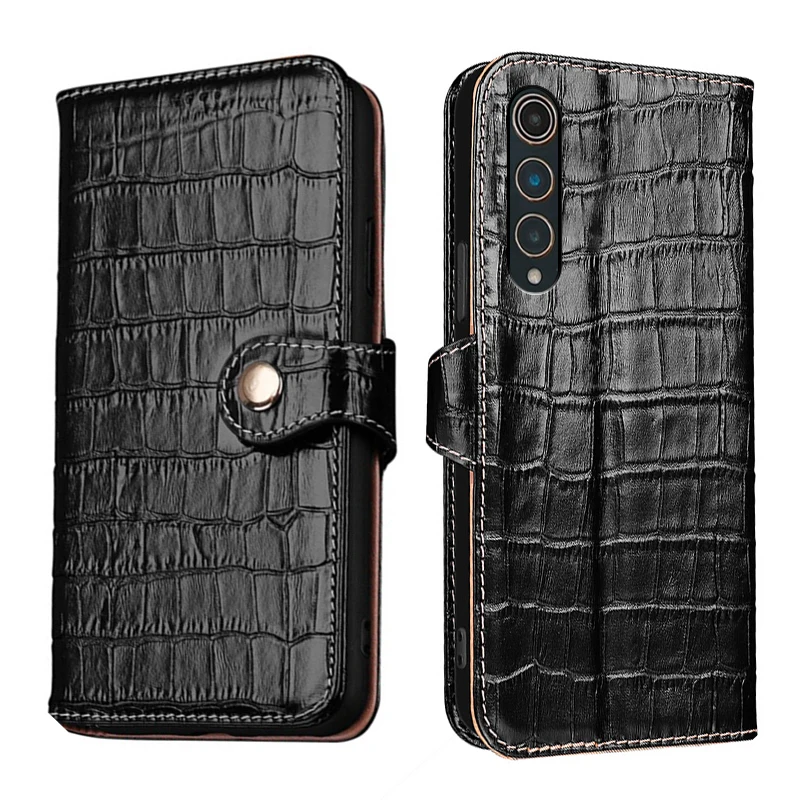 

Genuine Leather Crocodile Texture card Slot Wallet Cover For LG Velvet2 Velvet 2 Pro Filp Magnetic button shockproof phone Case