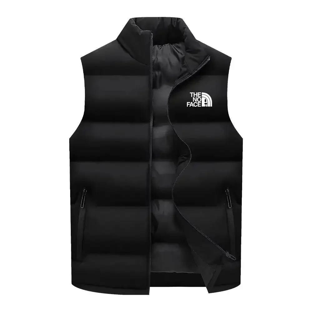 2024 new men's vest sleeveless warm winter jacket waterproof zipper jacket autumn collar standing casual and fashionable sleevel