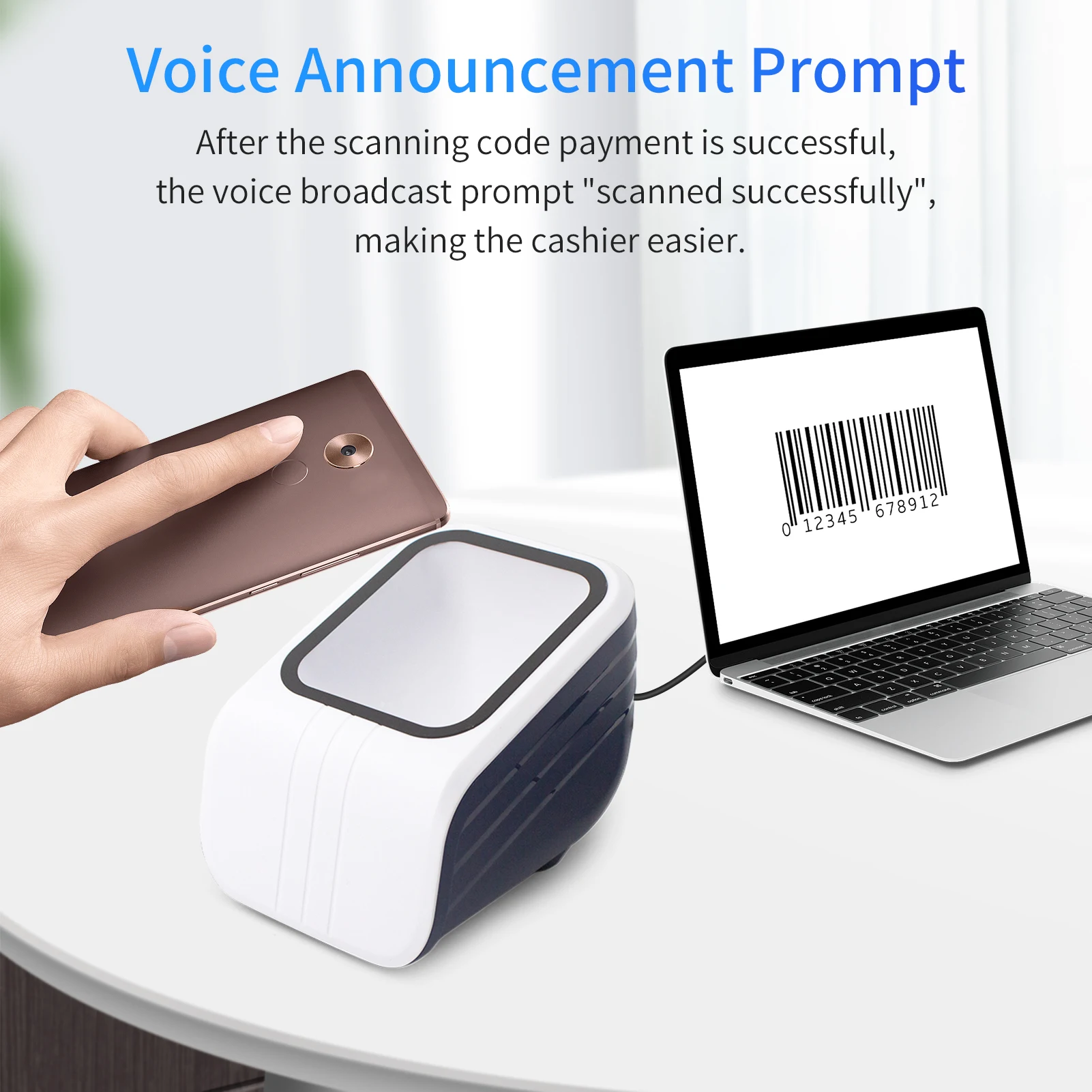 1D 2D QR Barcode Scanner Platform USB Multi-Function Scan Hands-Free Scanning QR Code for Supermarkets Library Retail Store