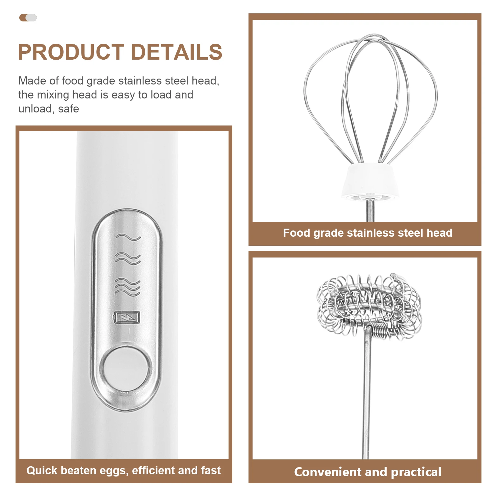 

Electric Whisk Hand held Bubbler Portable Espresso Maker Coffee Stirrer Milk Frother 180W Stainless Steel Head for Home