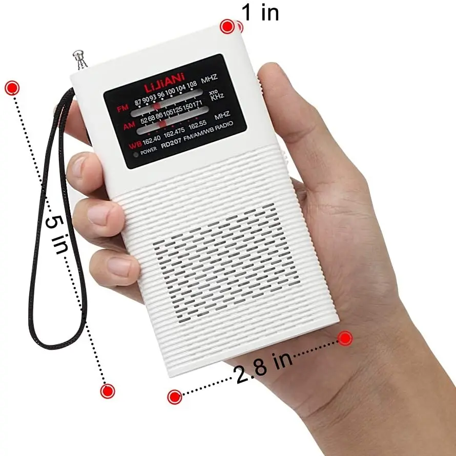 NOAA Thời Tiết Radio Di Động AM FM Bóng Bán Dẫn Pin Hoạt Động Có Thể Thay Thế 1500MAH (Bao Gồm) Mạnh Mẽ Flashlinght