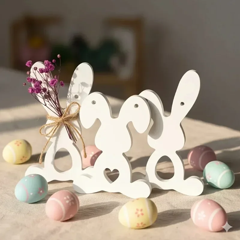 2026 new model advanced easter triple rabbit tag silicone mold resin gypsum candle craft for home desktop decor & festival gifts