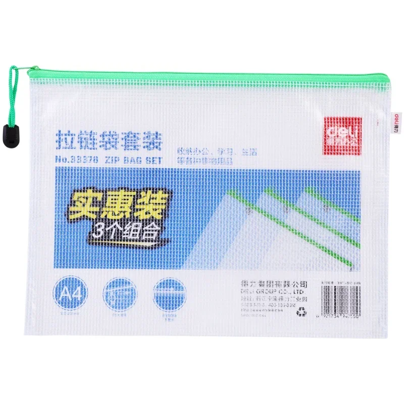 3 Pcs/lot PVC Jala Ritsleting Tas Tahan Air Filing Produk File Folder Penyimpanan Tas Warna Tas Dokumen File