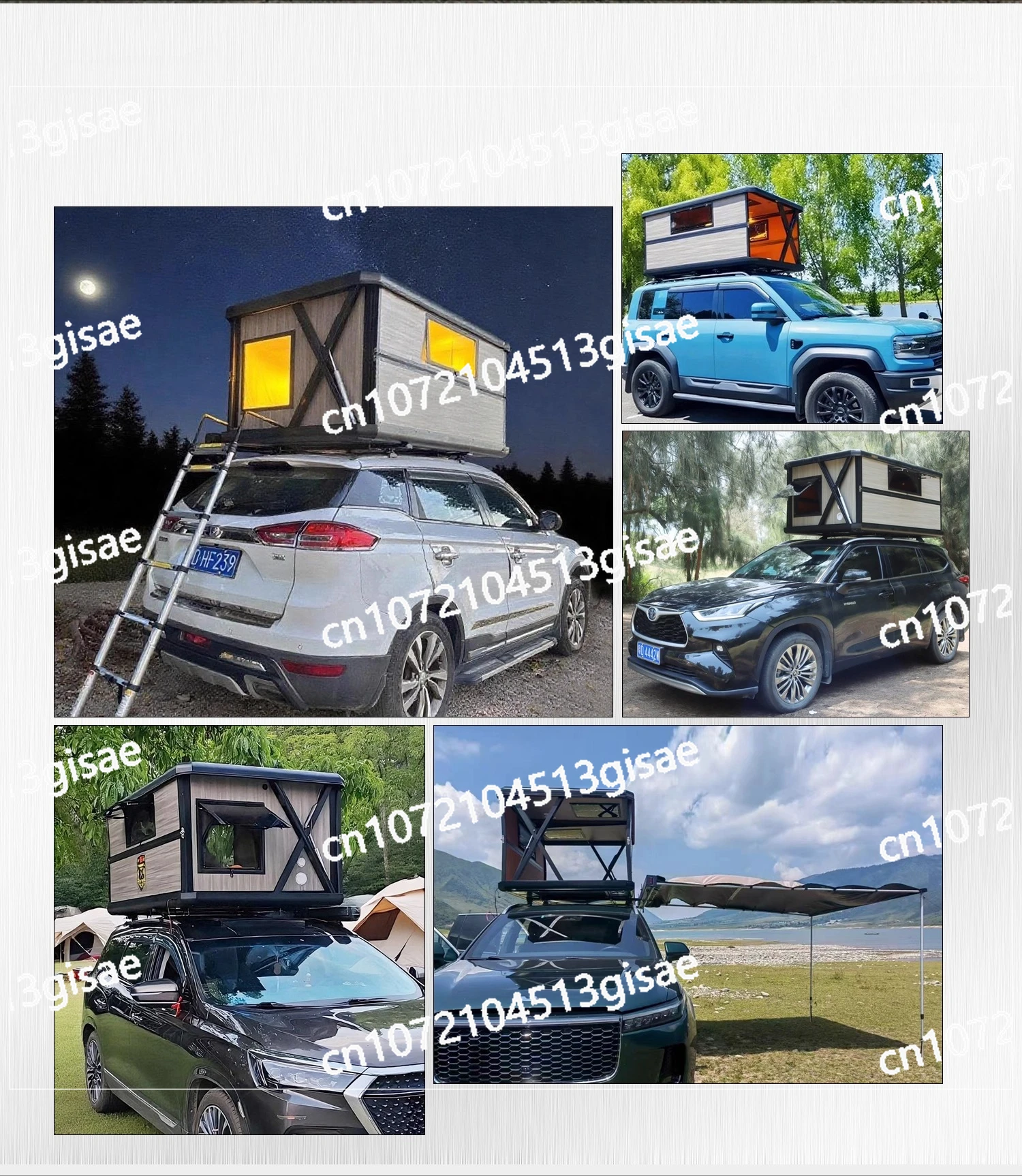 Electric Roof Tent Automatic Remote Control Hard Shell Aluminum Alloy Sunroof in And Out Self-driving Tour Folding Car