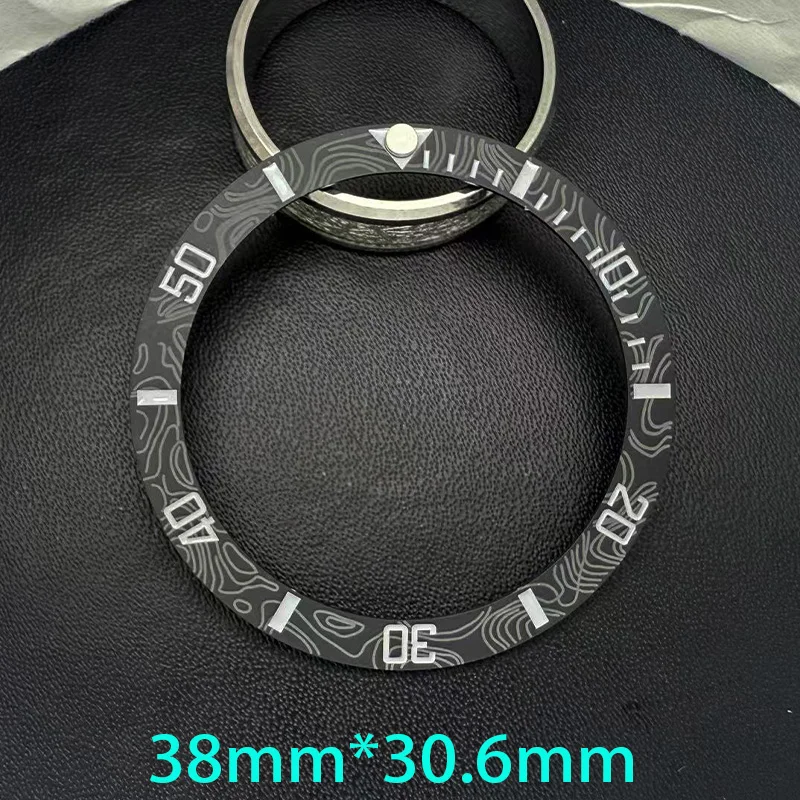 38mm Imitation carbon fiber Curved Ceramics Bezel Insert Fits SKX007 SRPD SKX009 GMT Watch Case NH35 NH36 Bezel Ring Watch Parts