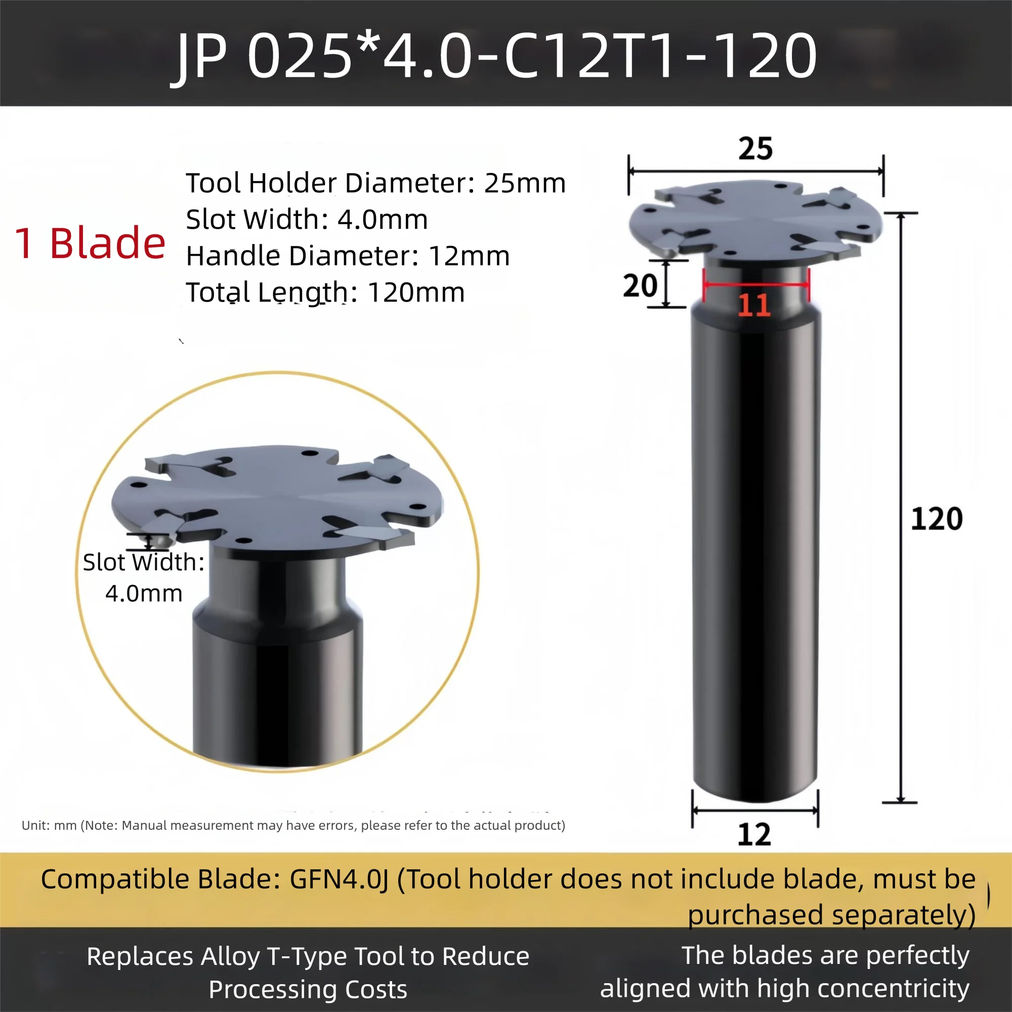 Jp Zaagblad Frees Cutter Bar 40X2 40X3 45X2 45X3 50X2 50X3 Freesgroef Gereedschap Vervangbaar Inzetstuk Gf 2Mm 3Mm