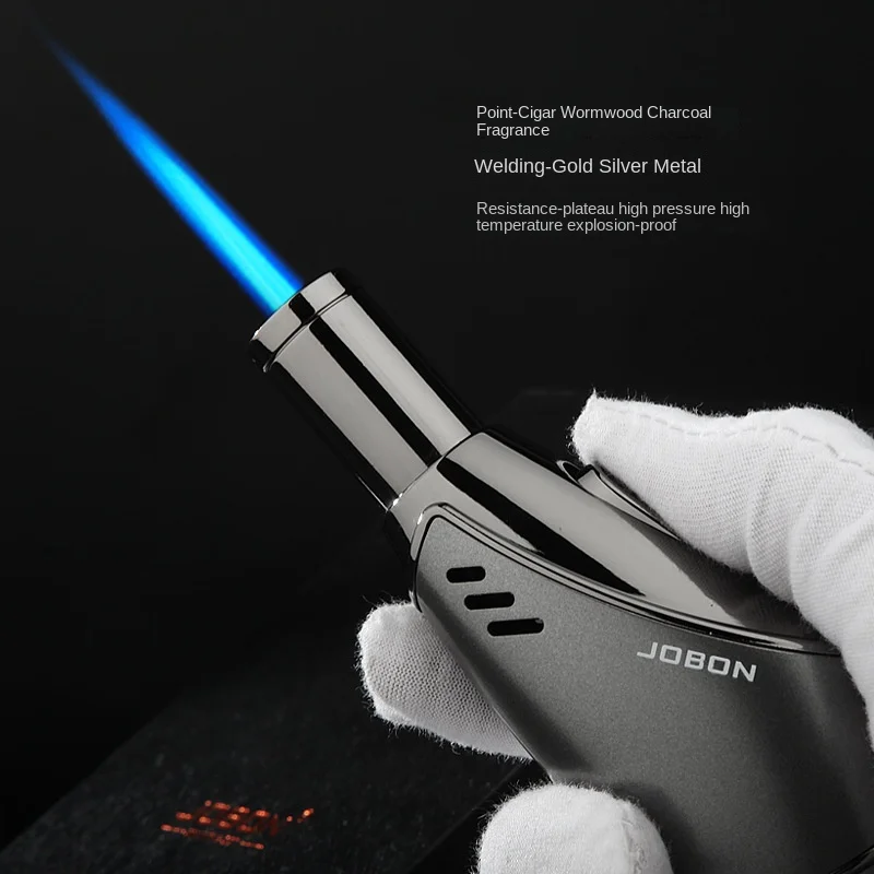 Windproof Direct-fire Triple Flame Lighter Direct-fire Cigar Welding Gun Windproof Spray Gun Metal Inflatable Lighter Gift Box