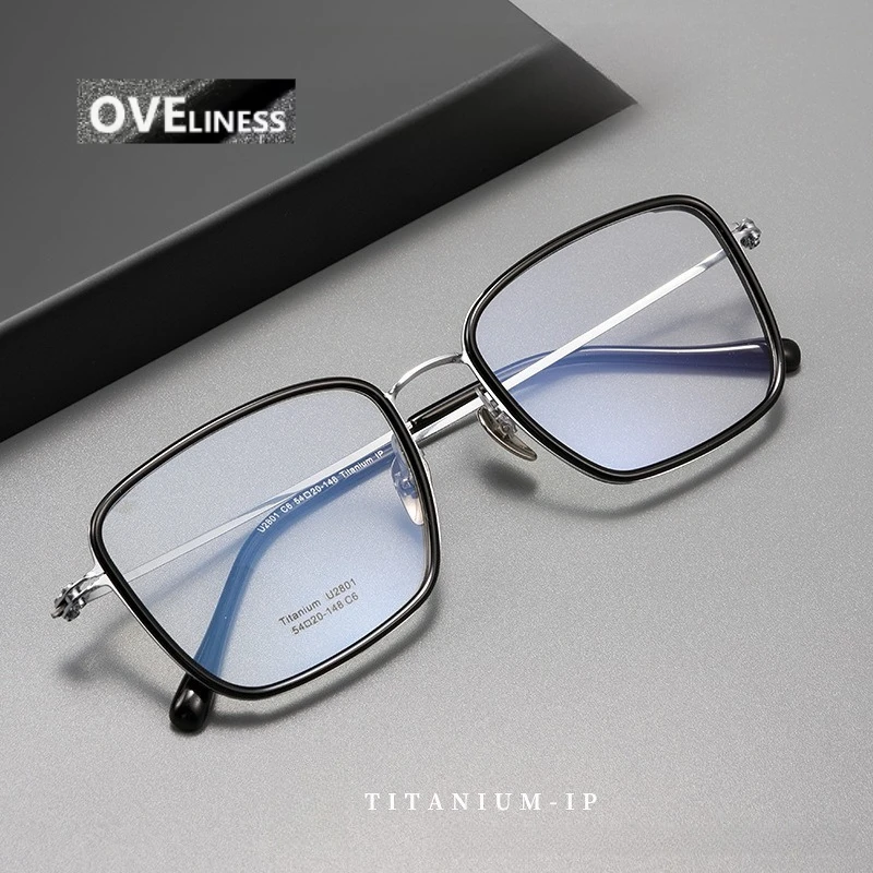 

2026 Retro Square Spectacle Frames Screwless Pure Titanium glasses frame men women Eyeglasses frames Ultralight eyewear
