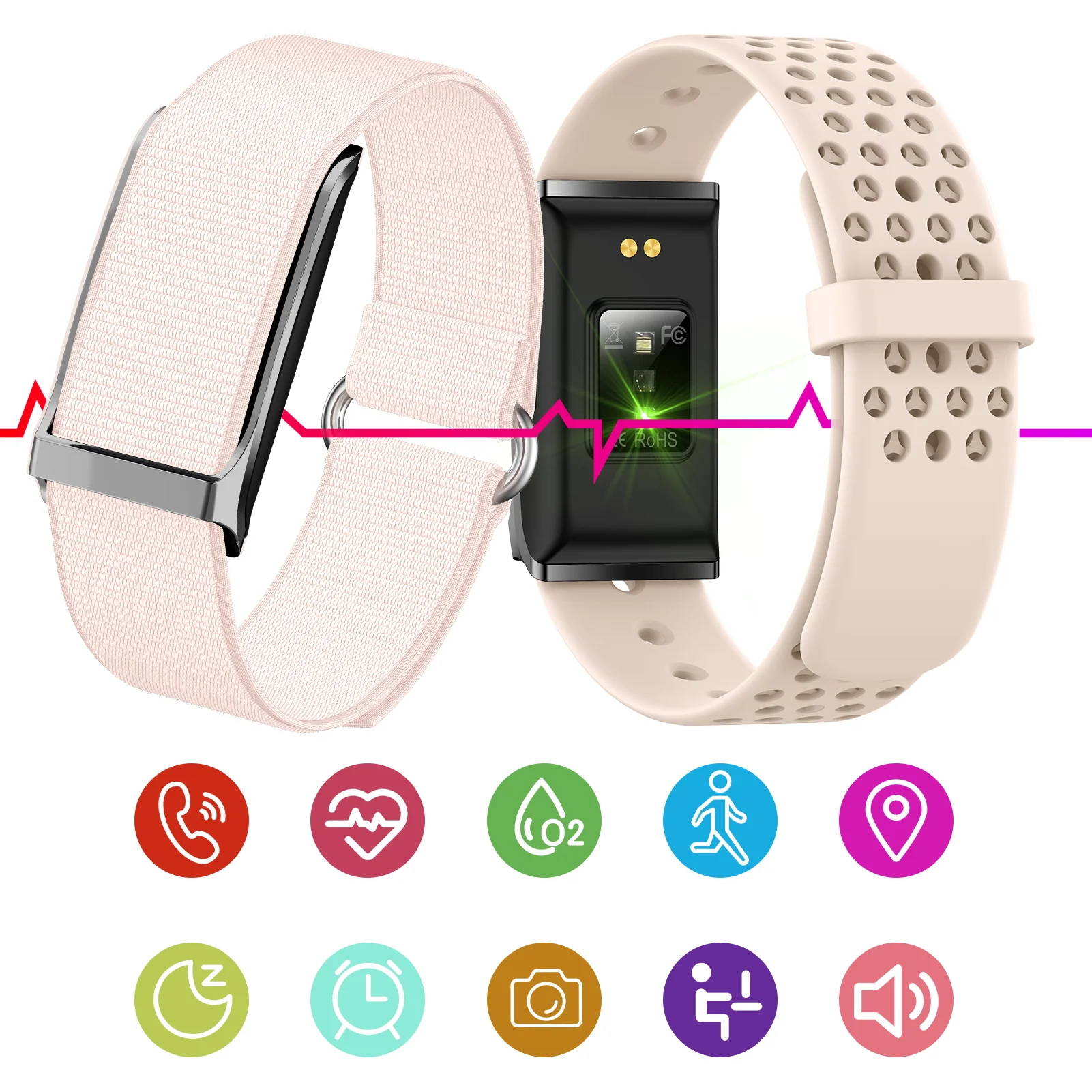 

Smart Bands Heart Rate Fitness Trackers Blood Pressure Sleep Monitor 170+ Sports Waterproof Smart Wristband Free Subscription