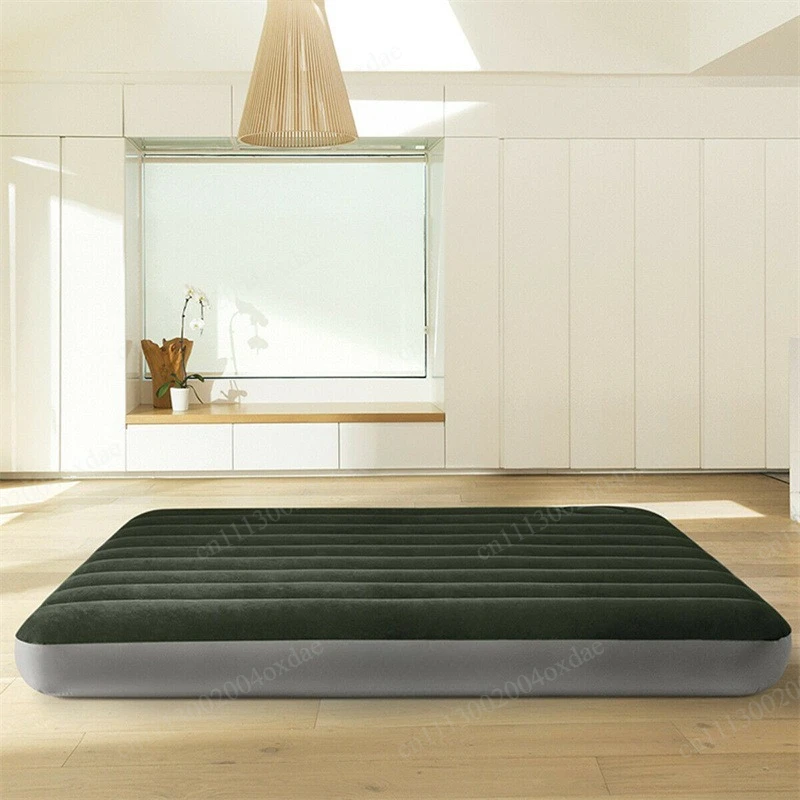 Thickened inflatable bed line pull-up flocking air cushion bed camping air cushion bed outdoor single and double portable