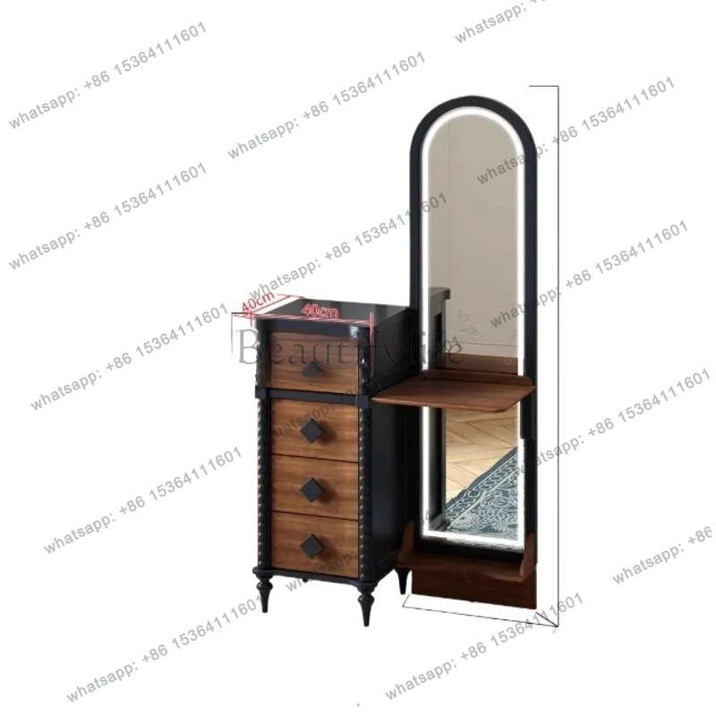 

pure solid wood retro medieval style light luxury master bedroom with lamp chest full mirror dresser integrated small