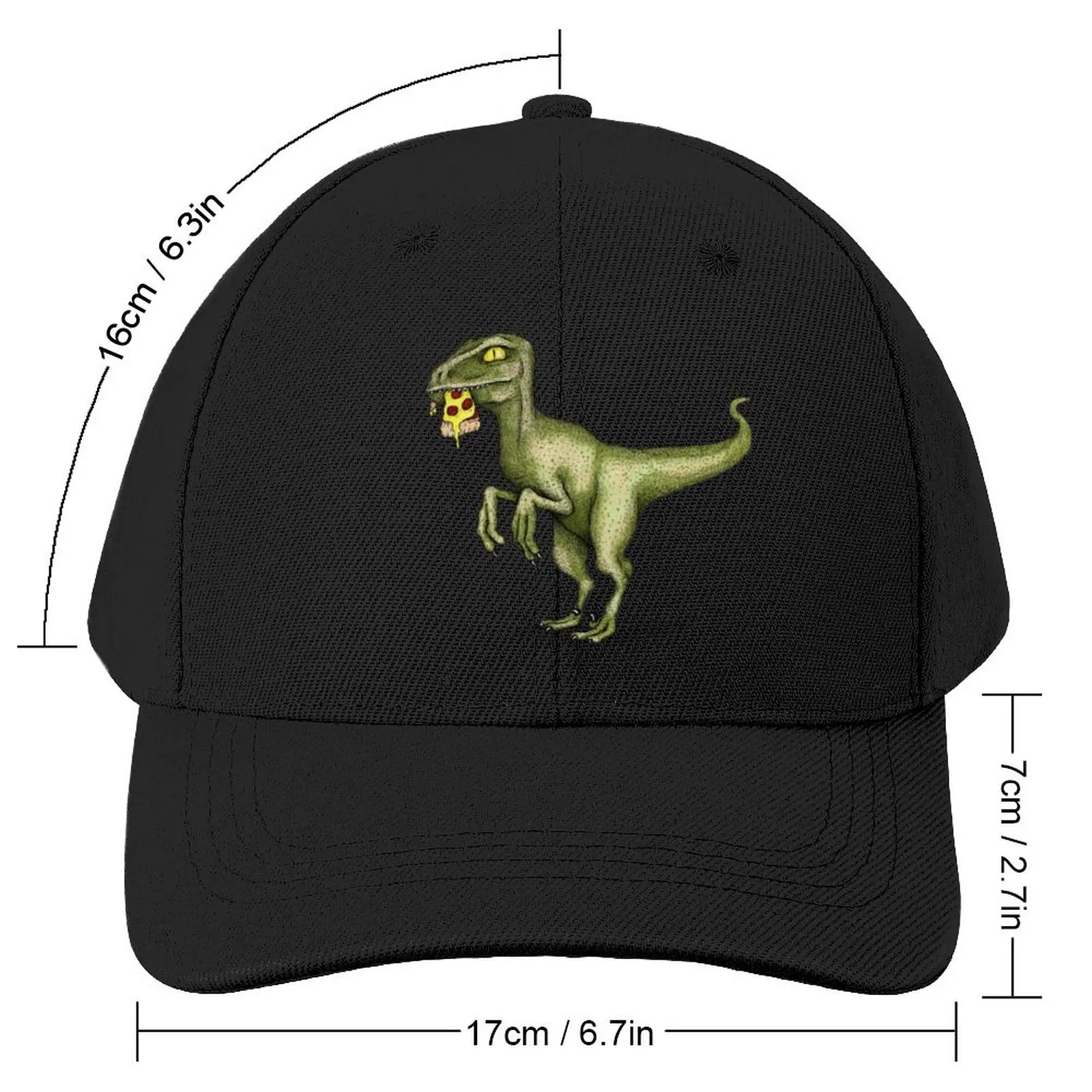 Raptor dinosaur eating pizza slice Baseball Cap Hats Baseball Cap Horse Hat Kids Hat Hat Luxury Brand Women Hat Men's