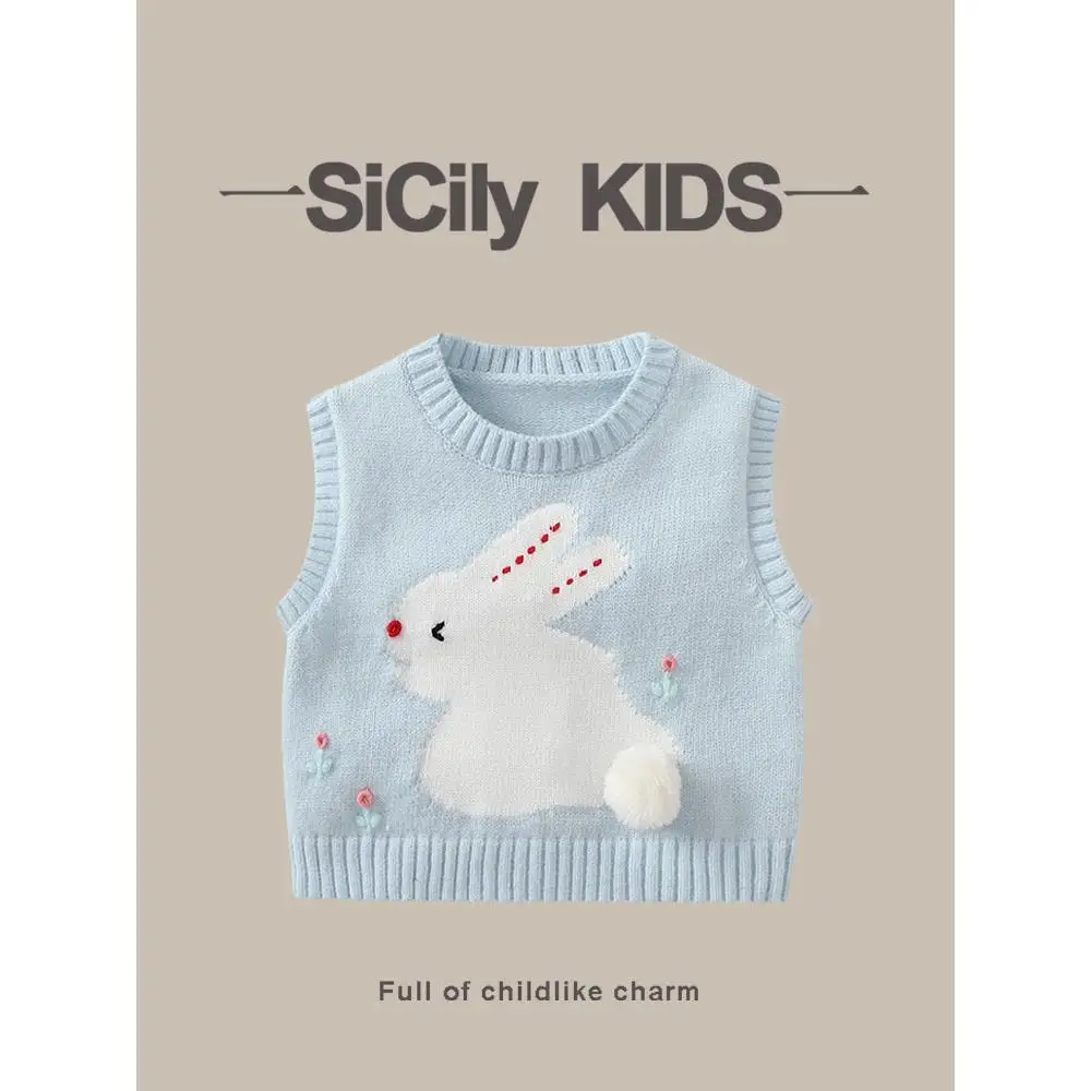 

Теплый вязаный жилет Sweet SiCily для детей, осенняя коллекция 2023, новый стиль, шелковый материал, женская мода