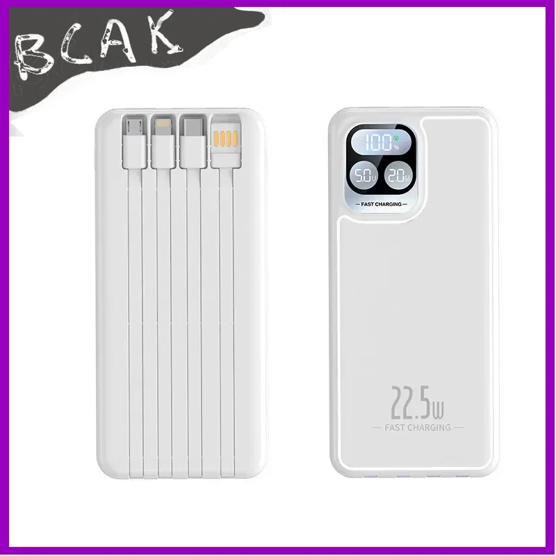 Quality Power Bank 20000mAh Self-contained Cable Fast Charging Mini Ultra-thin BCAK Mobile Power Supply