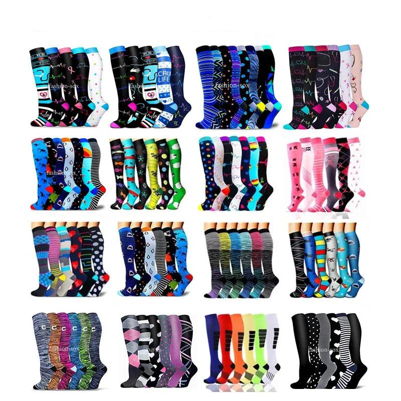 

3/6 Pairs Compression Socks 20-30mmHg Varicose Veins Sports Socks Running Cycling Basketball Hiking Blood Circulation Stockings